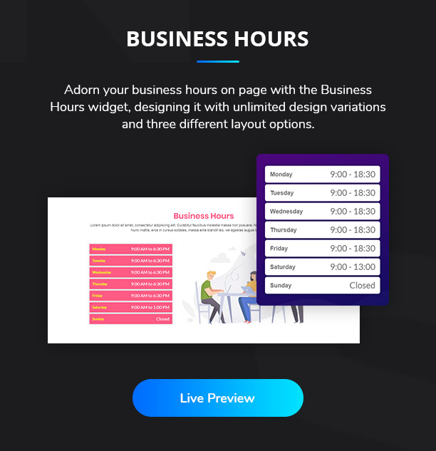 Ansh Elementor Elements Business Hours